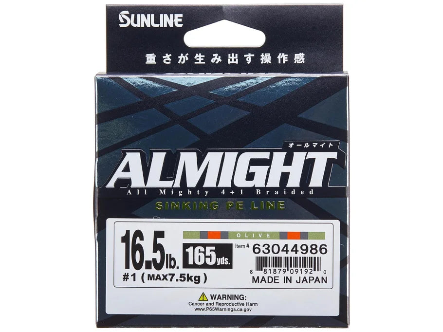 Sunline Almight Olive Camo Sinking PE Braid 165yd